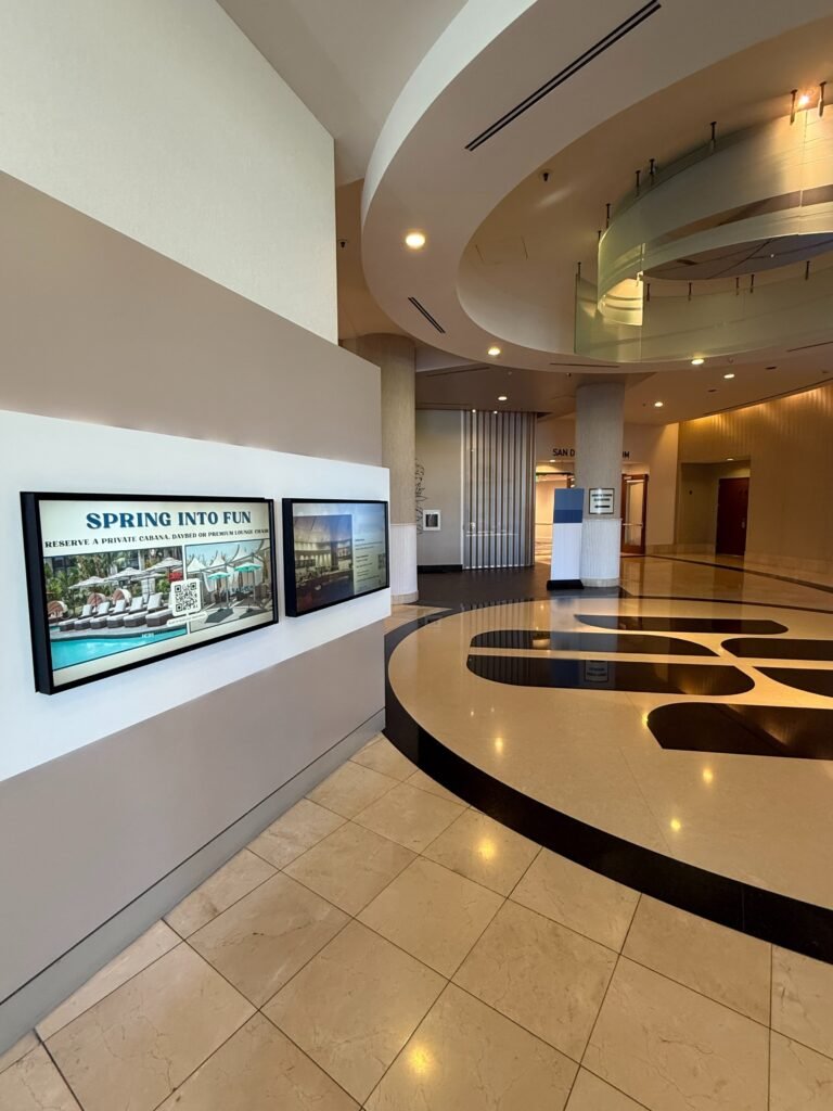 Dual promotional display screens design
