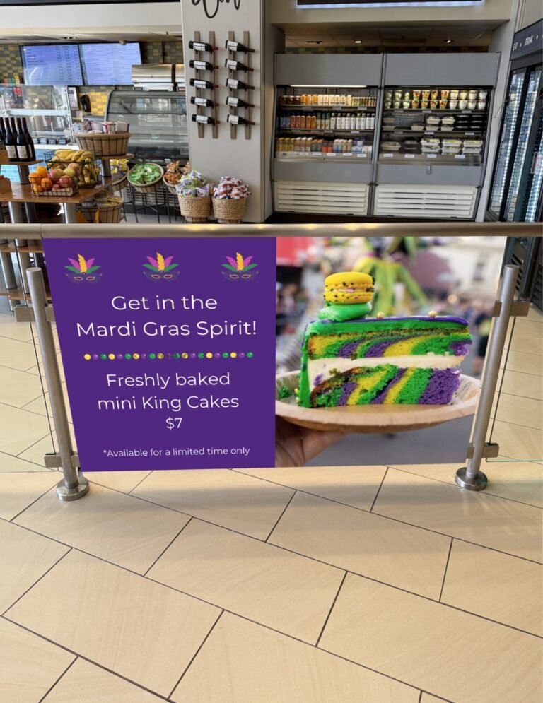 Mardi Gras promotional window cling design