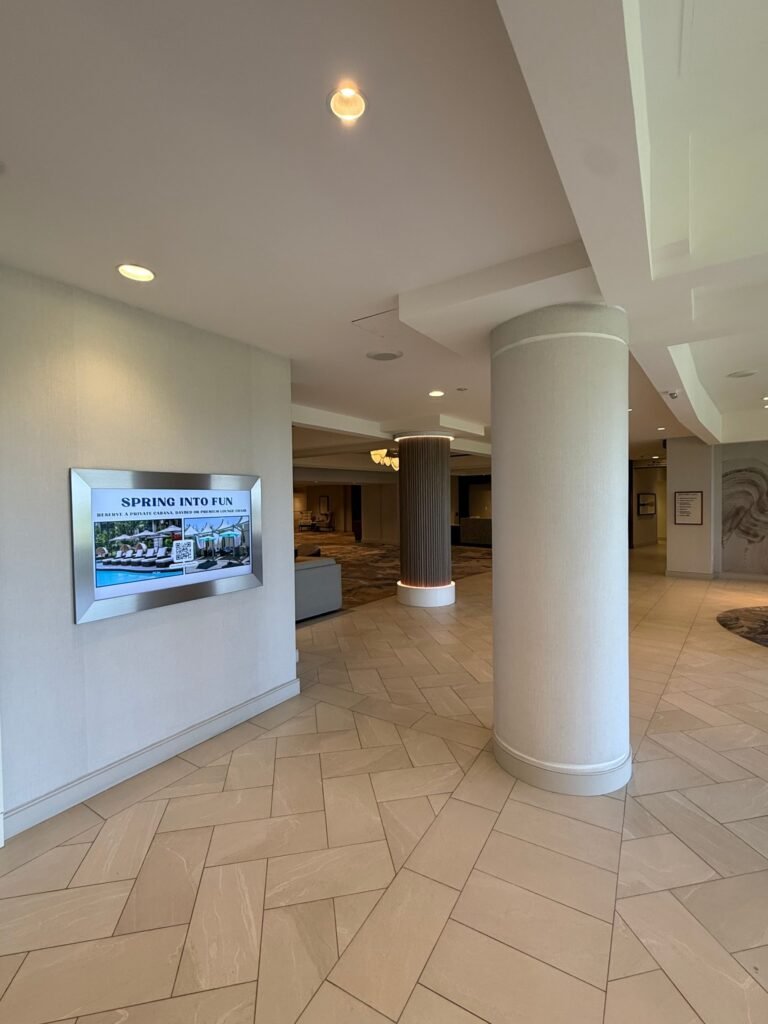 TV signage hallway