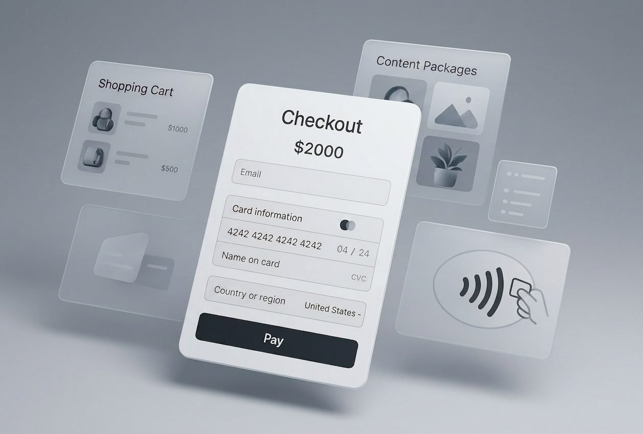 Display of checkout screen for purchasing content packages and subscriptions.